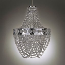 Kliving Hayle Chrome and Clear Acrylic Beaded Chandelier Pendant Light - Size: 48 x 36 x 36cm - Wilko - thumbnail 4