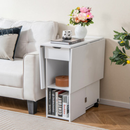 Costway 4 Seater Foldable Dining Table with Wheels White - Size: 86 x 52 x 20cm - Wilko - thumbnail 5