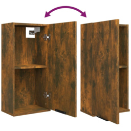 vidaXL Single Door Smoked Oak Wall Mounted Bathroom Cabinet - Size: 67 x 32 x 20cm - Brown - Wilko - thumbnail 7