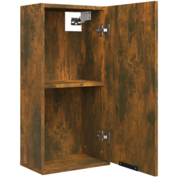 vidaXL Single Door Smoked Oak Wall Mounted Bathroom Cabinet - Size: 67 x 32 x 20cm - Brown - Wilko - thumbnail 6