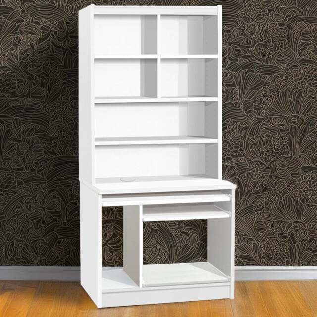 R White Cabinets 6 Shelf Computer Desk with Hutch White - Size: 182.8 x 85 x 54cm - Wilko - image 1