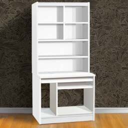 R White Cabinets 6 Shelf Computer Desk with Hutch White - Size: 182.8 x 85 x 54cm - Wilko