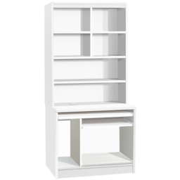 R White Cabinets 6 Shelf Computer Desk with Hutch White - Size: 182.8 x 85 x 54cm - Wilko - thumbnail 3