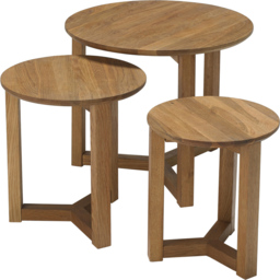 Stow Solid Oak Nest of Tables Set of 3 - Size: 3 Piece - Brown - LPD Home - Wilko - thumbnail 3