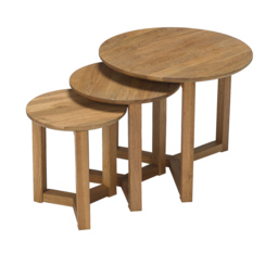 Stow Solid Oak Nest of Tables Set of 3 - Size: 3 Piece - Brown - LPD Home - Wilko - thumbnail 4