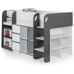 Julian Bowen Saturn Charcoal Grey and White Mid Sleeper with Storage - Size: Single - Wilko - thumbnail 4