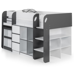 Julian Bowen Saturn Charcoal Grey and White Mid Sleeper with Storage - Size: Single - Wilko - thumbnail 3