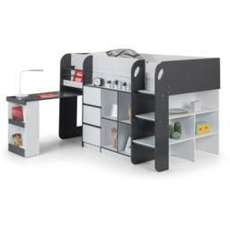 Julian Bowen Saturn Charcoal Grey and White Mid Sleeper with Storage - Size: Single - Wilko - thumbnail 6