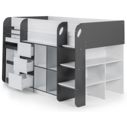 Julian Bowen Saturn Charcoal Grey and White Mid Sleeper with Storage - Size: Single - Wilko - thumbnail 5