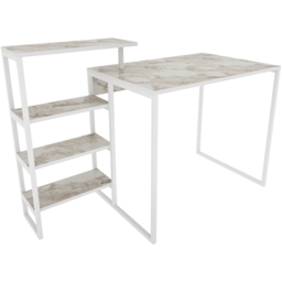 Decorotika Rino 4 Shelf Study Desk White Marble Effect And White - Size: 91.8 x 133 x 60cm - Wilko - thumbnail 3
