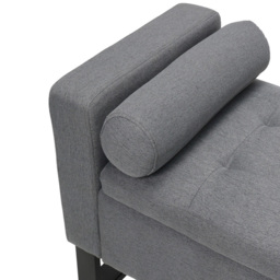 Living and Home 2 Seater Grey Linen Upholstered Storage Bench with Cushion - Size: 60 x 128 x 51cm - Wilko - thumbnail 7