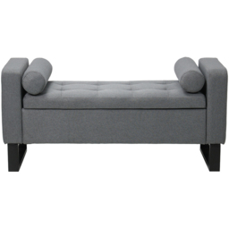 Living and Home 2 Seater Grey Linen Upholstered Storage Bench with Cushion - Size: 60 x 128 x 51cm - Wilko - thumbnail 5