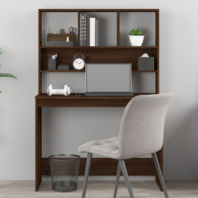 vidaXL 4 Shelf Computer Desk Brown - Size: 148 x 102 x 45cm - Wilko - image 1