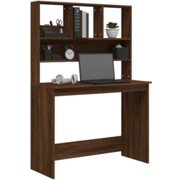 vidaXL 4 Shelf Computer Desk Brown - Size: 148 x 102 x 45cm - Wilko - thumbnail 4