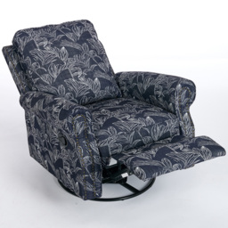 Furniture One Swivel Recliner Armchair with Adjustable Leg Rest - Size: Single - Blue - Wilko - thumbnail 3