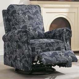 Furniture One Swivel Recliner Armchair with Adjustable Leg Rest - Size: Single - Blue - Wilko