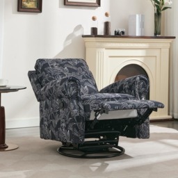 Furniture One Swivel Recliner Armchair with Adjustable Leg Rest - Size: Single - Blue - Wilko - thumbnail 5