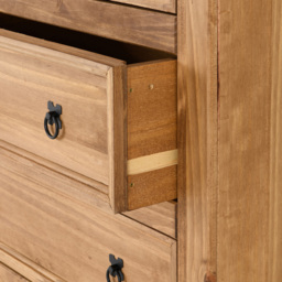 Seconique Corona 5 Drawer Distressed Waxed Pine Chest of Drawers - Brown - Wilko - thumbnail 7