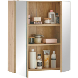 Julian Bowen Austin 3 Shelf Mirrored Cabinet - Size: 70 x 60 x 20cm - Brown - Wilko - thumbnail 5