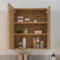 Julian Bowen Austin 3 Shelf Mirrored Cabinet - Size: 70 x 60 x 20cm - Brown - Wilko - thumbnail 7