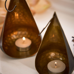 Dibor 2 Piece Brass Teardrop-Shape Elegance Tealight Candle Holder Set - Size: 10 x 9 x 1cm - Black/Copper - Wilko - thumbnail 5