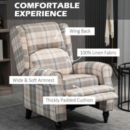 Portland Khaki Push Back Recliner Chair - Size: Single - Multi - Wilko - thumbnail 5