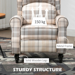 Portland Khaki Push Back Recliner Chair - Size: Single - Multi - Wilko - thumbnail 6