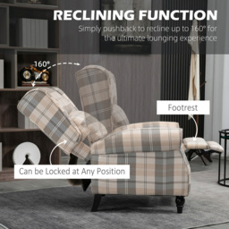 Portland Khaki Push Back Recliner Chair - Size: Single - Multi - Wilko - thumbnail 4