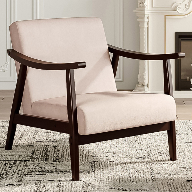 Living and Home Fabric Wooden Single Armchair - Cream - Wilko - image 1