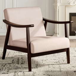Living and Home Fabric Wooden Single Armchair - Cream - Wilko - thumbnail 1