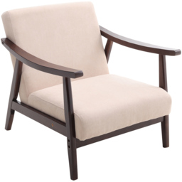 Living and Home Fabric Wooden Single Armchair - Cream - Wilko - thumbnail 3