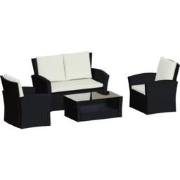 Garden Vida Mylor 4 Seater Black Rattan Lounge Set - Wilko - thumbnail 3