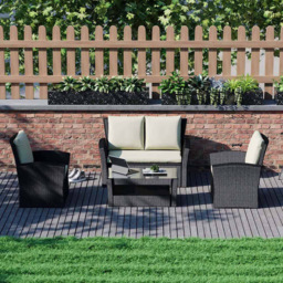 Garden Vida Mylor 4 Seater Black Rattan Lounge Set - Wilko - thumbnail 4