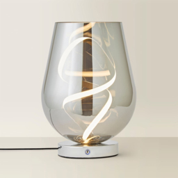 ValueLights Helix Smoked Glass Integrated LED Table Lamp - Size: 30 x 21.5 x 21.5cm - Smoked Grey - Wilko - thumbnail 6