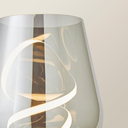 ValueLights Helix Smoked Glass Integrated LED Table Lamp - Size: 30 x 21.5 x 21.5cm - Smoked Grey - Wilko - thumbnail 4