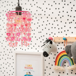 ValueLights Pink Hearts and Butterflies Pendant Lamp Shade - Size: 18 x 28 x 18cm - Wilko - thumbnail 3