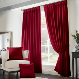 Alan Symonds Madison Red Taped Top Curtains 168 x 137cm - Size: W 168 x D 137cm - Wilko
