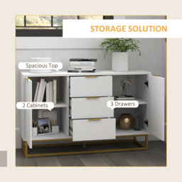 Portland 2 Door 3 Drawer White Modern Freestanding Storage Cabinet - Size: 120 x 40 x 76cm - Wilko - thumbnail 5