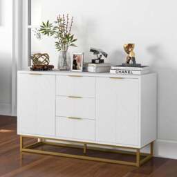Portland 2 Door 3 Drawer White Modern Freestanding Storage Cabinet - Size: 120 x 40 x 76cm - Wilko - thumbnail 1