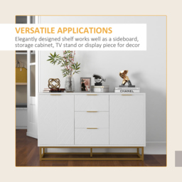 Portland 2 Door 3 Drawer White Modern Freestanding Storage Cabinet - Size: 120 x 40 x 76cm - Wilko - thumbnail 6