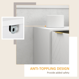 Portland 2 Door 3 Drawer White Modern Freestanding Storage Cabinet - Size: 120 x 40 x 76cm - Wilko - thumbnail 7