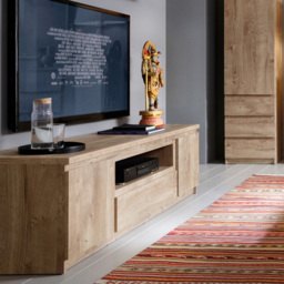 Florence Fribo 2 Door Single Drawer Golden Ribbeck Oak Wide TV Cabinet - Size: 45 x 165 x 51cm - Brown - Wilko - thumbnail 6