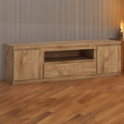 Florence Fribo 2 Door Single Drawer Golden Ribbeck Oak Wide TV Cabinet - Size: 45 x 165 x 51cm - Brown - Wilko