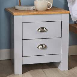 Home Source Camden 2 Drawer Grey Bedside Table - Wilko - thumbnail 1