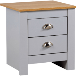 Home Source Camden 2 Drawer Grey Bedside Table - Wilko - thumbnail 3