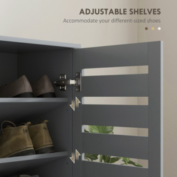 Portland 2 Door Grey Slatted Shoe Storage Cabinet - Size: 98 x 33 x 76cm - Dark Grey - Wilko - thumbnail 7