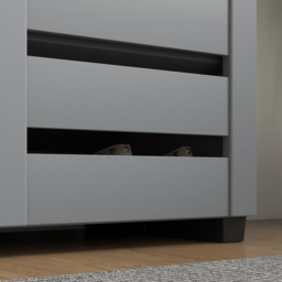 Portland 2 Door Grey Slatted Shoe Storage Cabinet - Size: 98 x 33 x 76cm - Dark Grey - Wilko - thumbnail 4