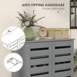 Portland 2 Door Grey Slatted Shoe Storage Cabinet - Size: 98 x 33 x 76cm - Dark Grey - Wilko - thumbnail 6