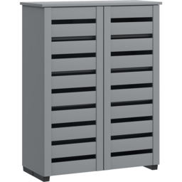 Portland 2 Door Grey Slatted Shoe Storage Cabinet - Size: 98 x 33 x 76cm - Dark Grey - Wilko - thumbnail 3