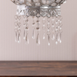 ValueLights Bazaar Moroccan Style Silver Chandelier Easy Fit Ceiling Light Shade with Jewel Droplets - Size: 35 x 27 x 27cm - Wilko - thumbnail 6